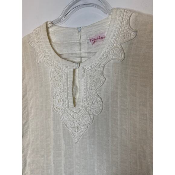 1970s Evelyn Pearson Embroidered Muslin Boho Dress with Bell Sleeves small - Picture 14 of 16